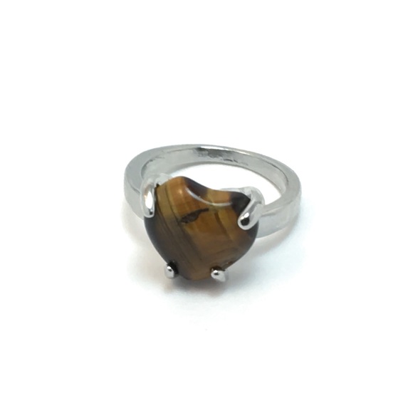 Woodgrain Heart Ring Size 5 - Picture 2 of 6